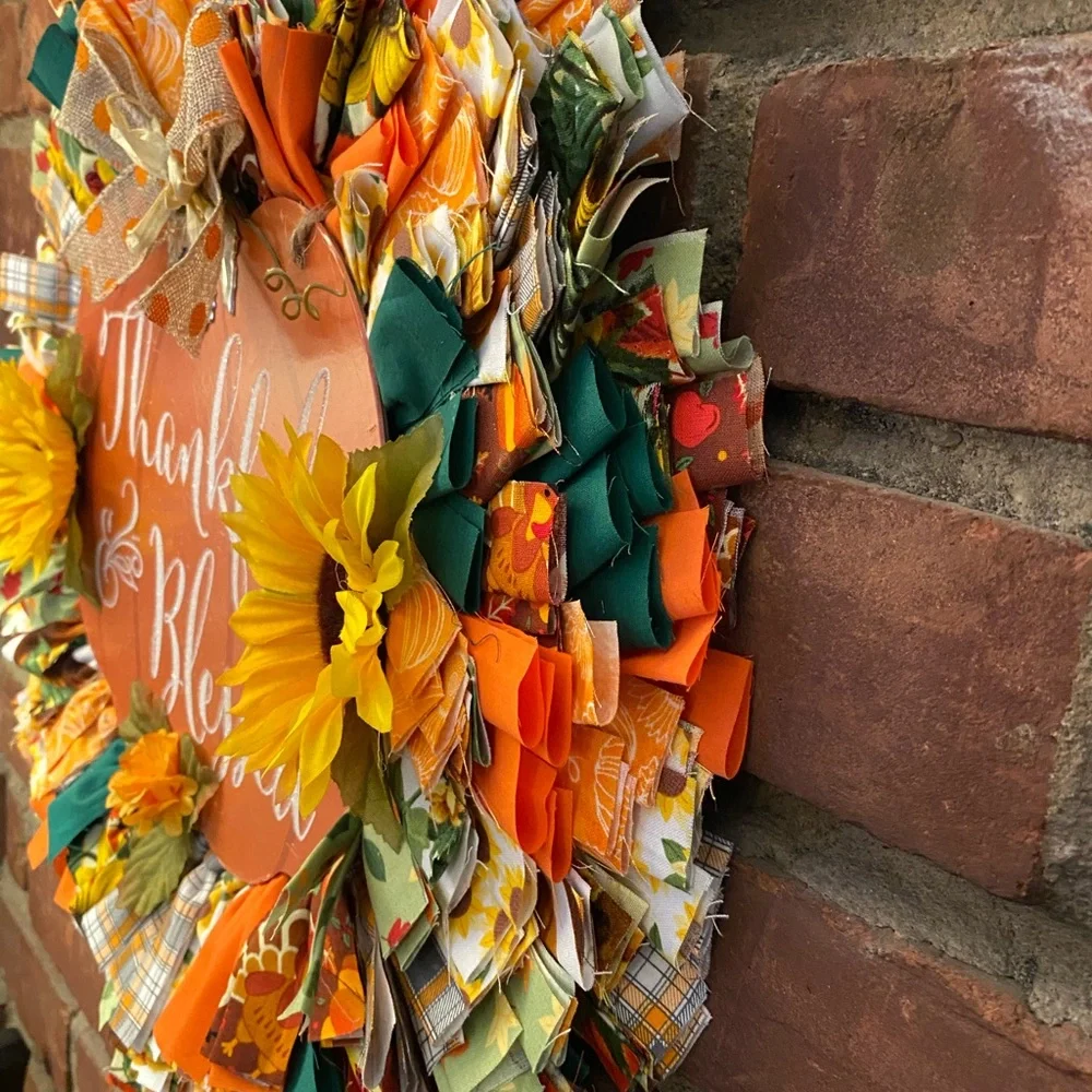 Fall Thankful & Blessed Rag Wreath